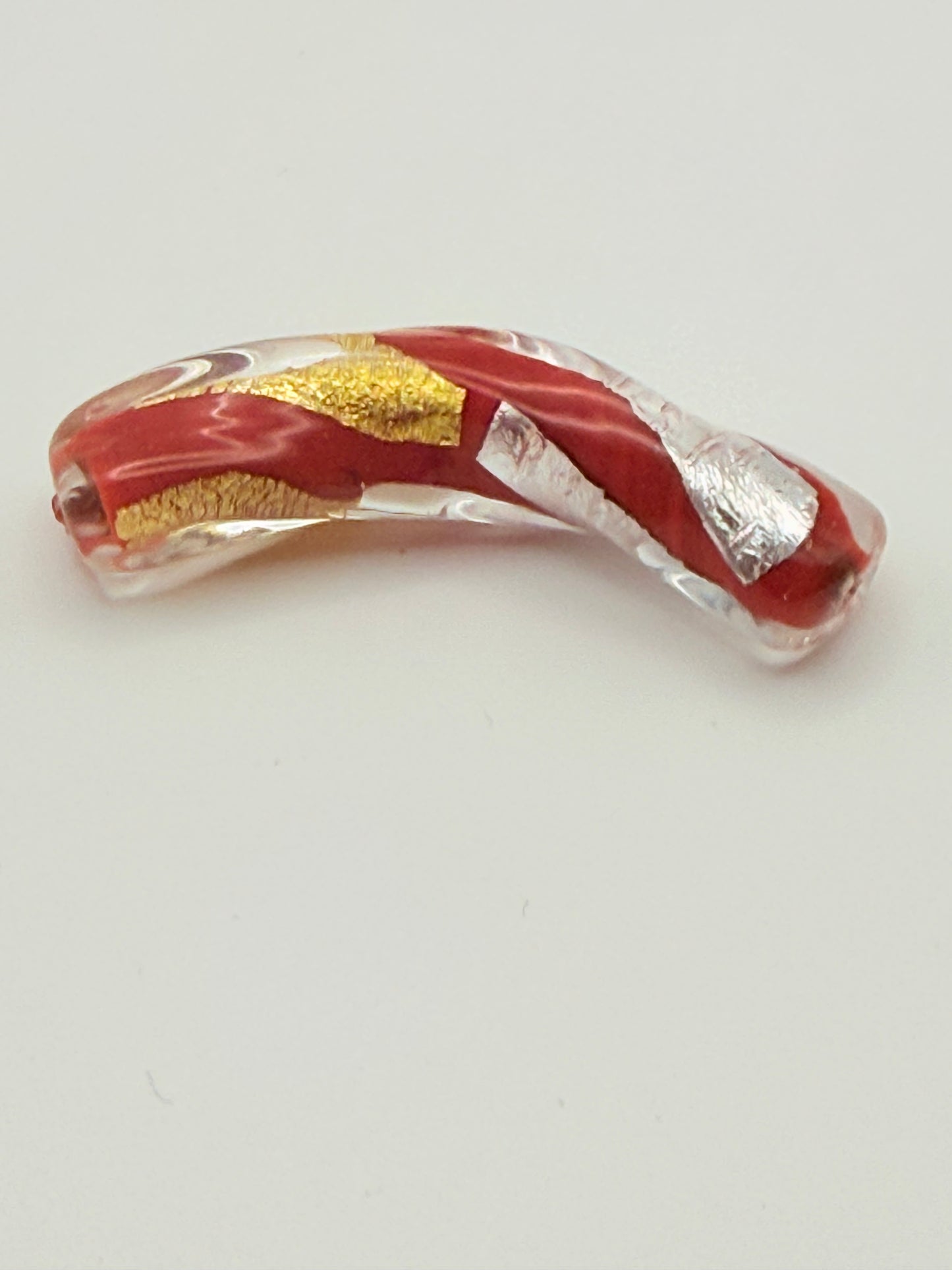 Crimson Twist Curved Tube - Gold & Silver Foil