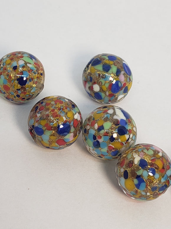 Speckled round glass bead 14mm 1piece