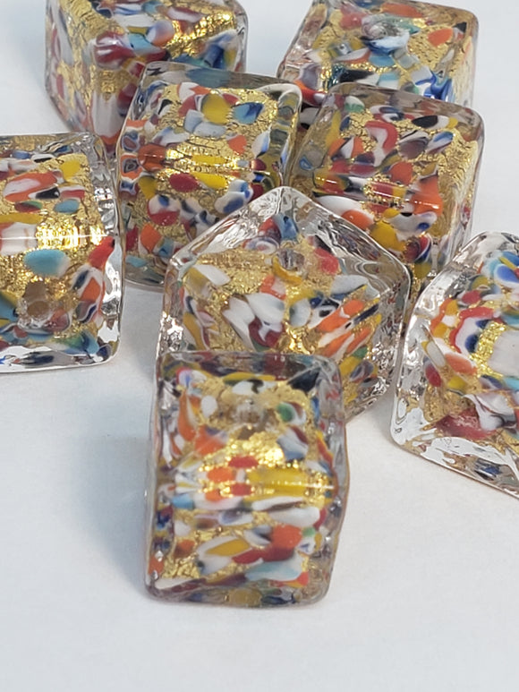 Piñata Cube gold Glass (gold foil) 10x10mm 1piece