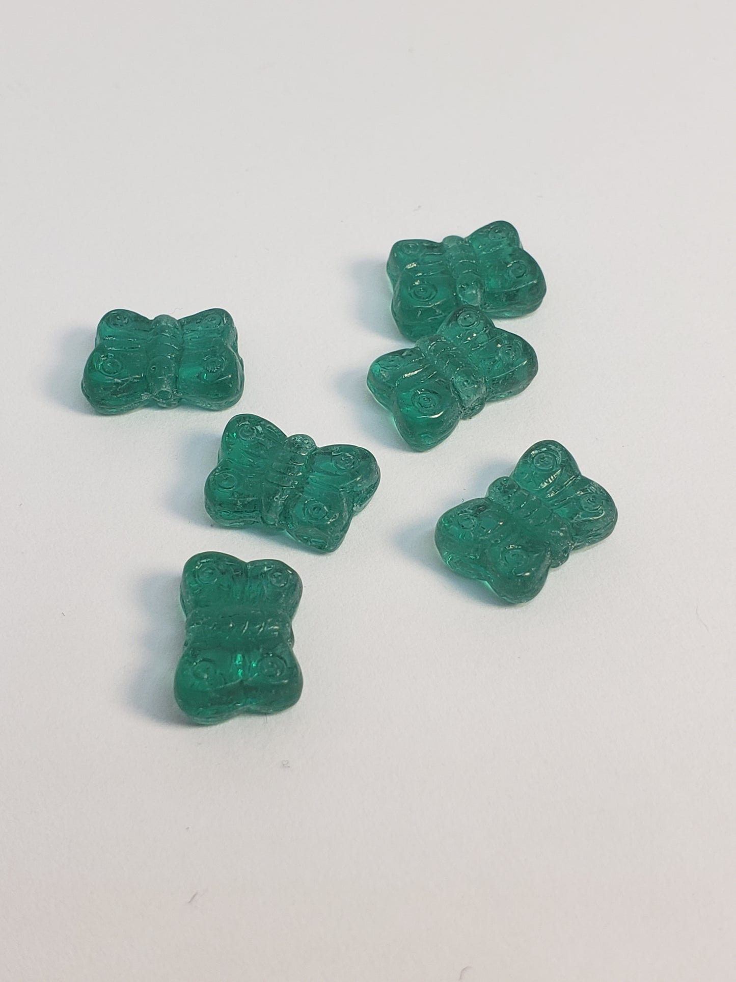 Butterfly Emerald 6pk Glass Bead 8x11mm