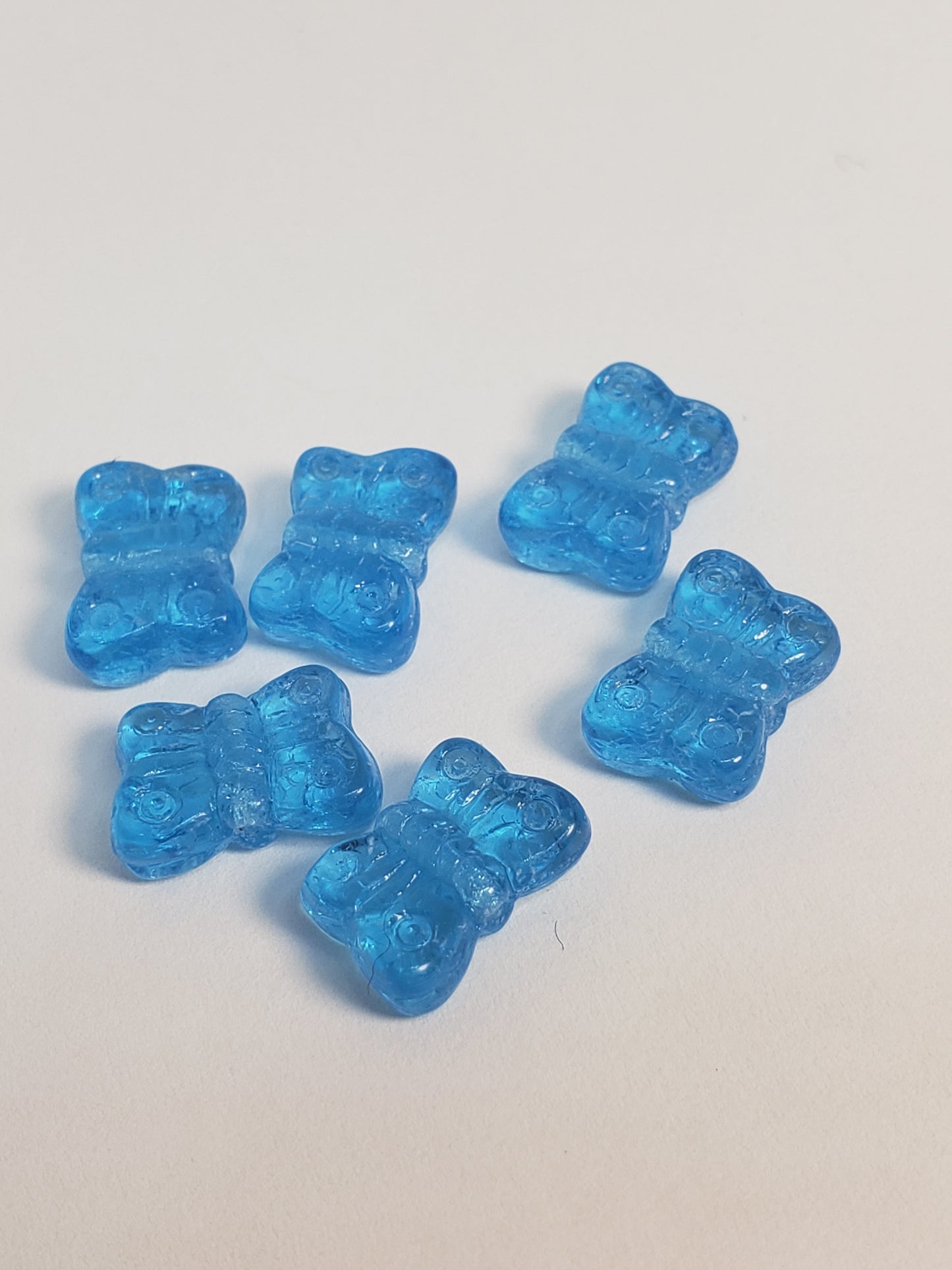Butterfly Sea Blue 6pk Glass Bead 8x11mm