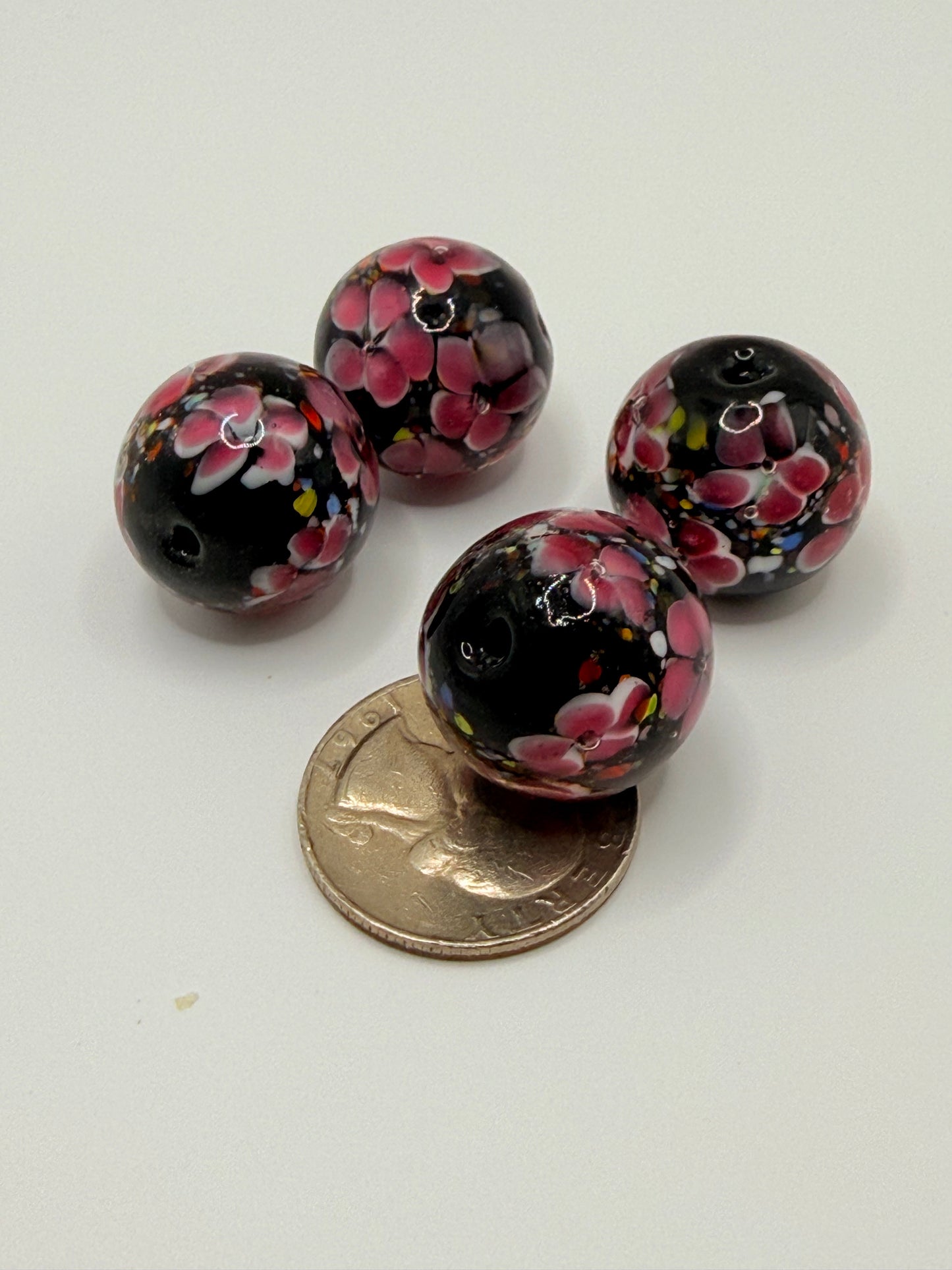 Midnight Garden 20mm Floral Bead