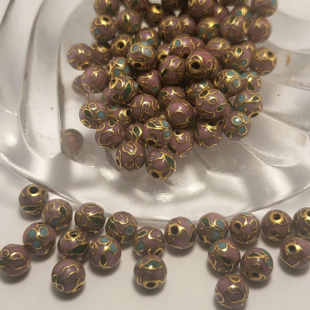 Cloisonne 6mm beads 6 pk