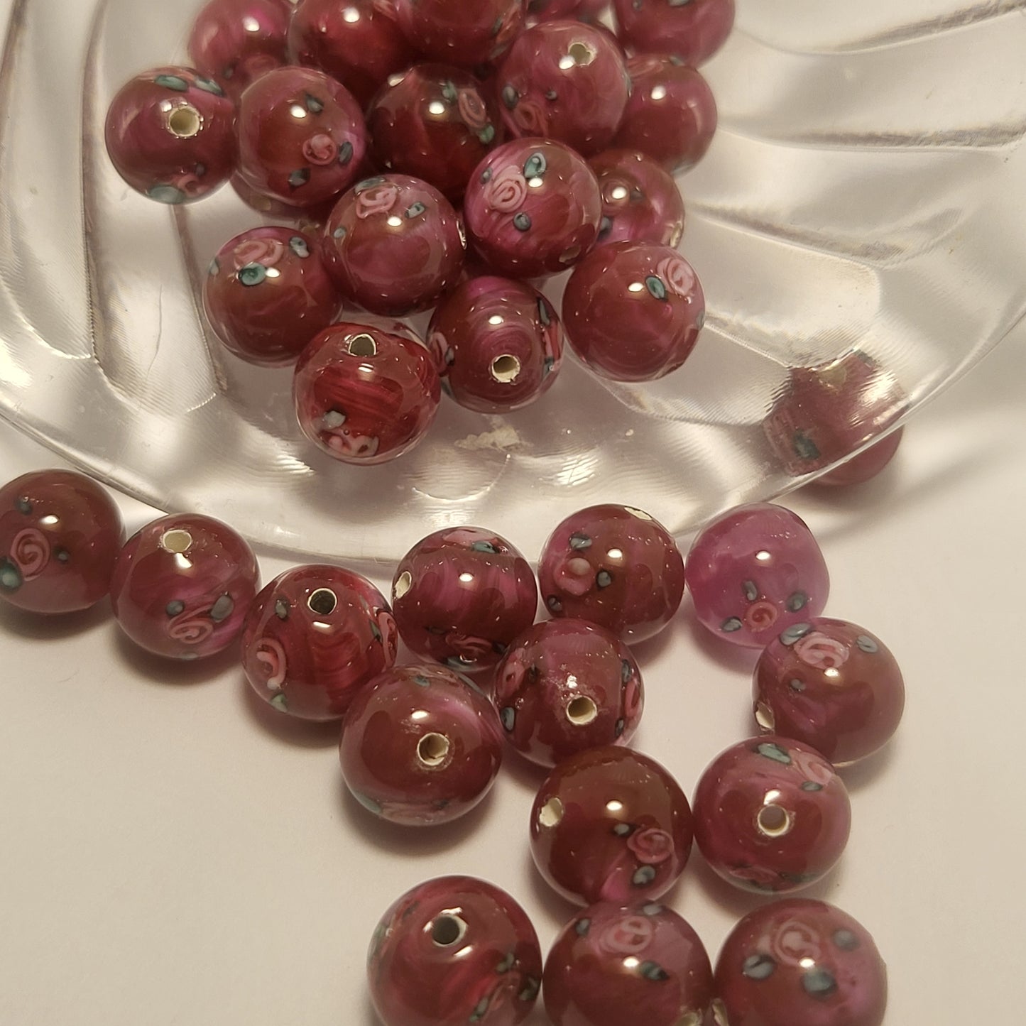 Click to see Color Options. 10mm Glass Flower Beads 4pcs