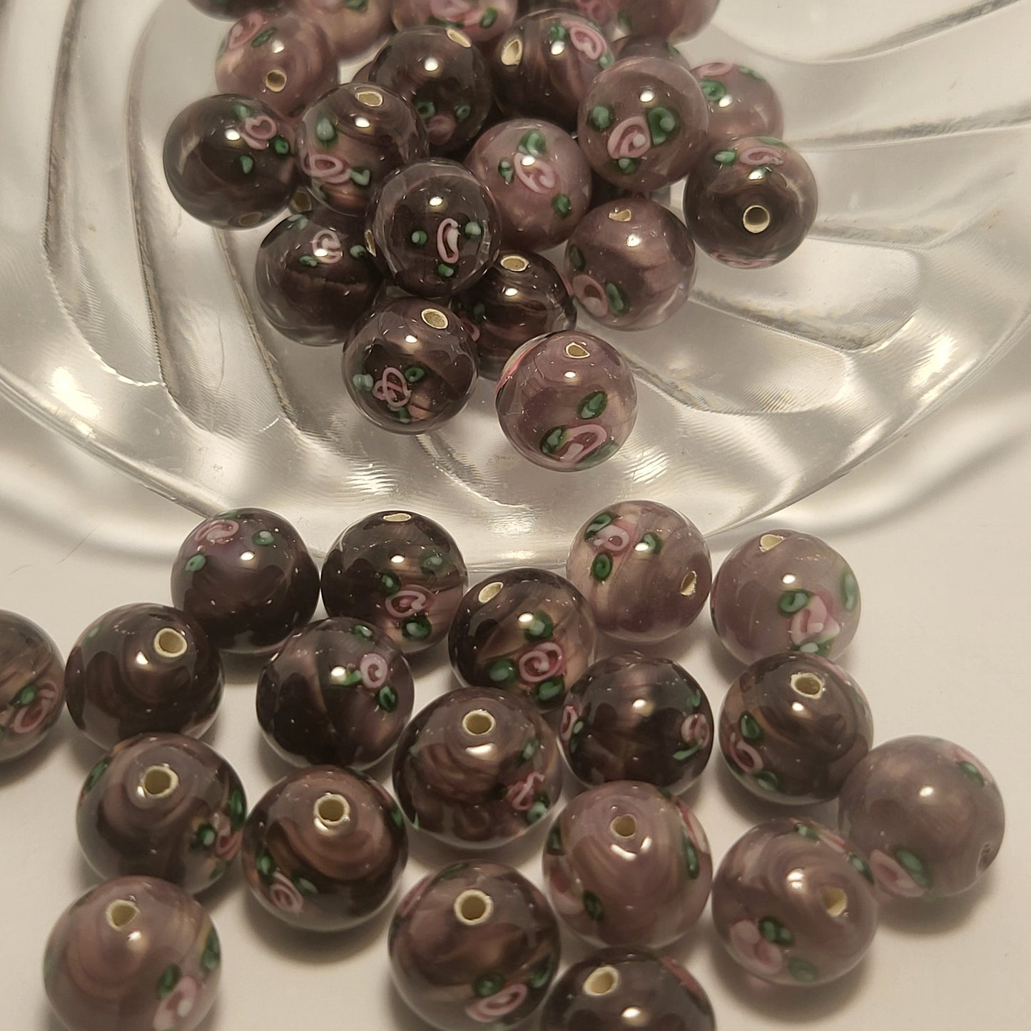 Click to see Color Options. 10mm Glass Flower Beads 4pcs