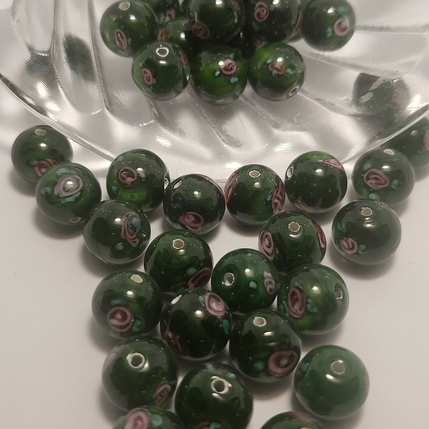 Click to see Color Options. 10mm Glass Flower Beads 4pcs