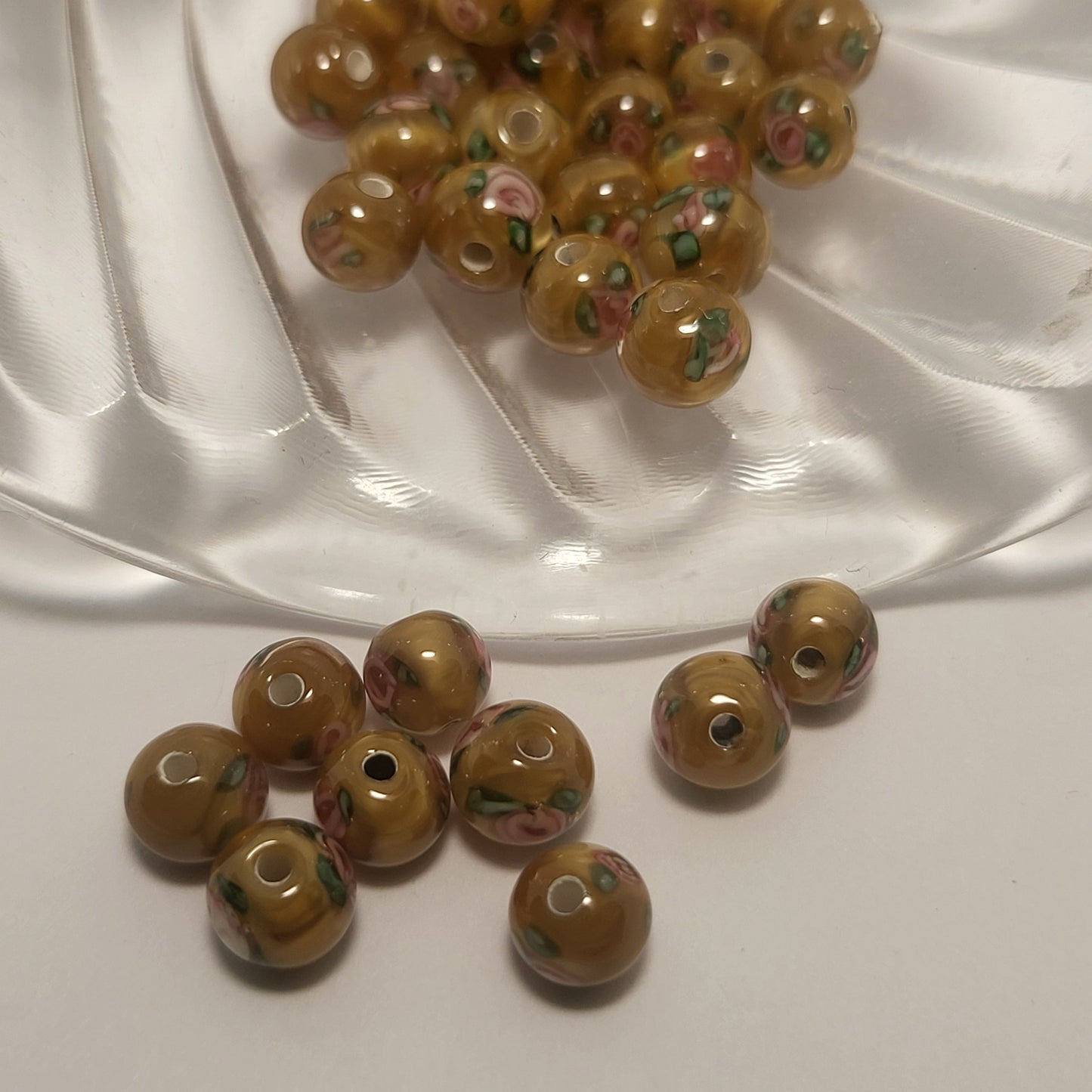 Click to see Color Options. 10mm Glass Flower Beads 4pcs