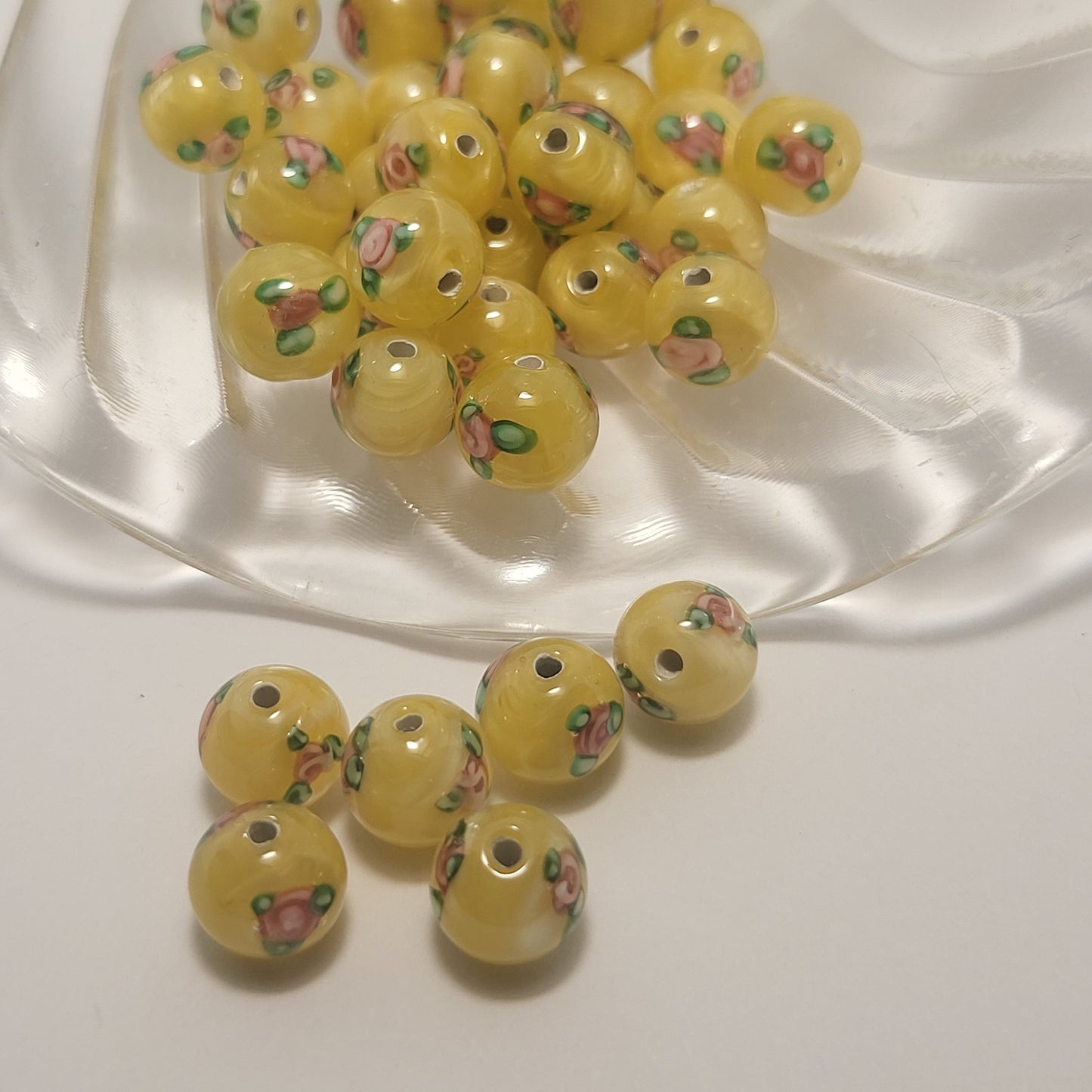 Click to see Color Options. 10mm Glass Flower Beads 4pcs