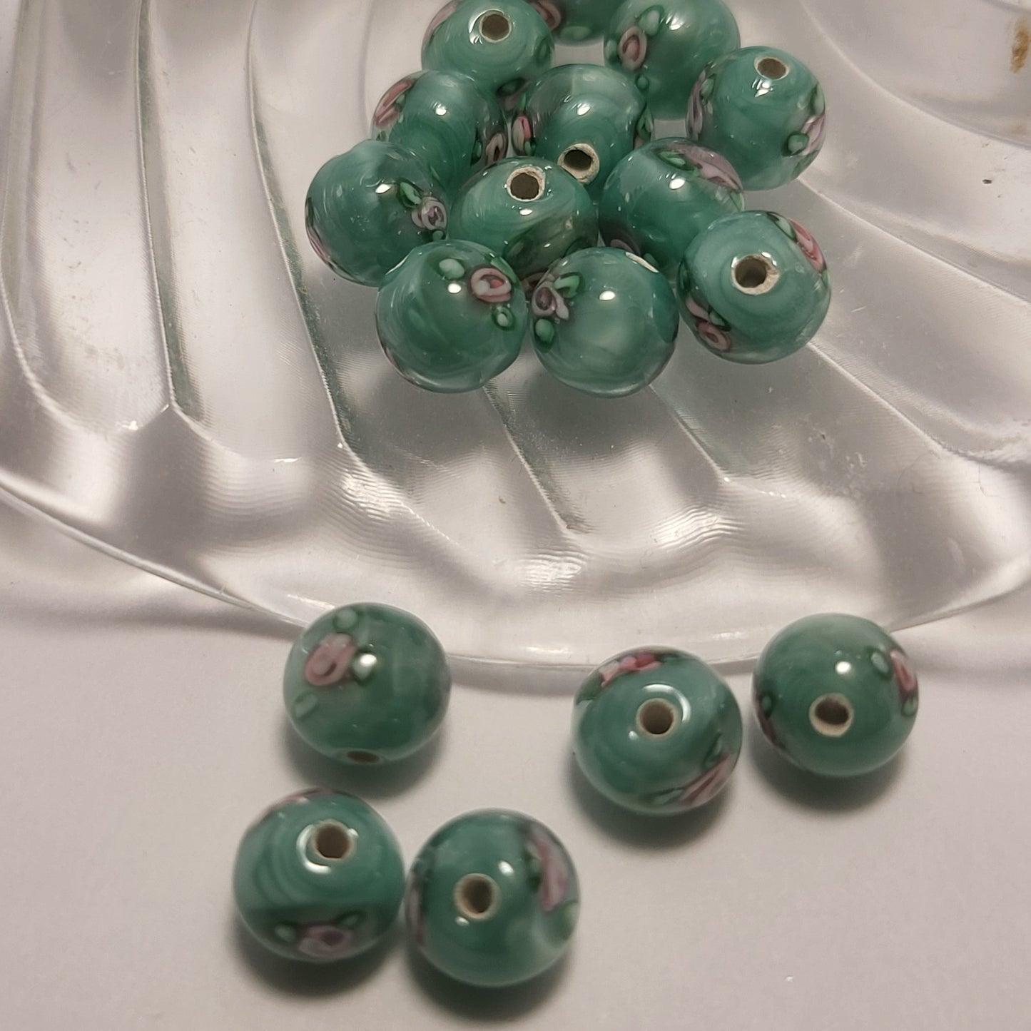 Click to see Color Options. 10mm Glass Flower Beads 4pcs