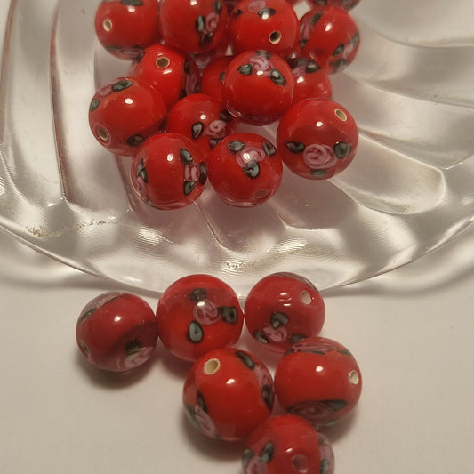 Click to see Color Options. 10mm Glass Flower Beads 4pcs