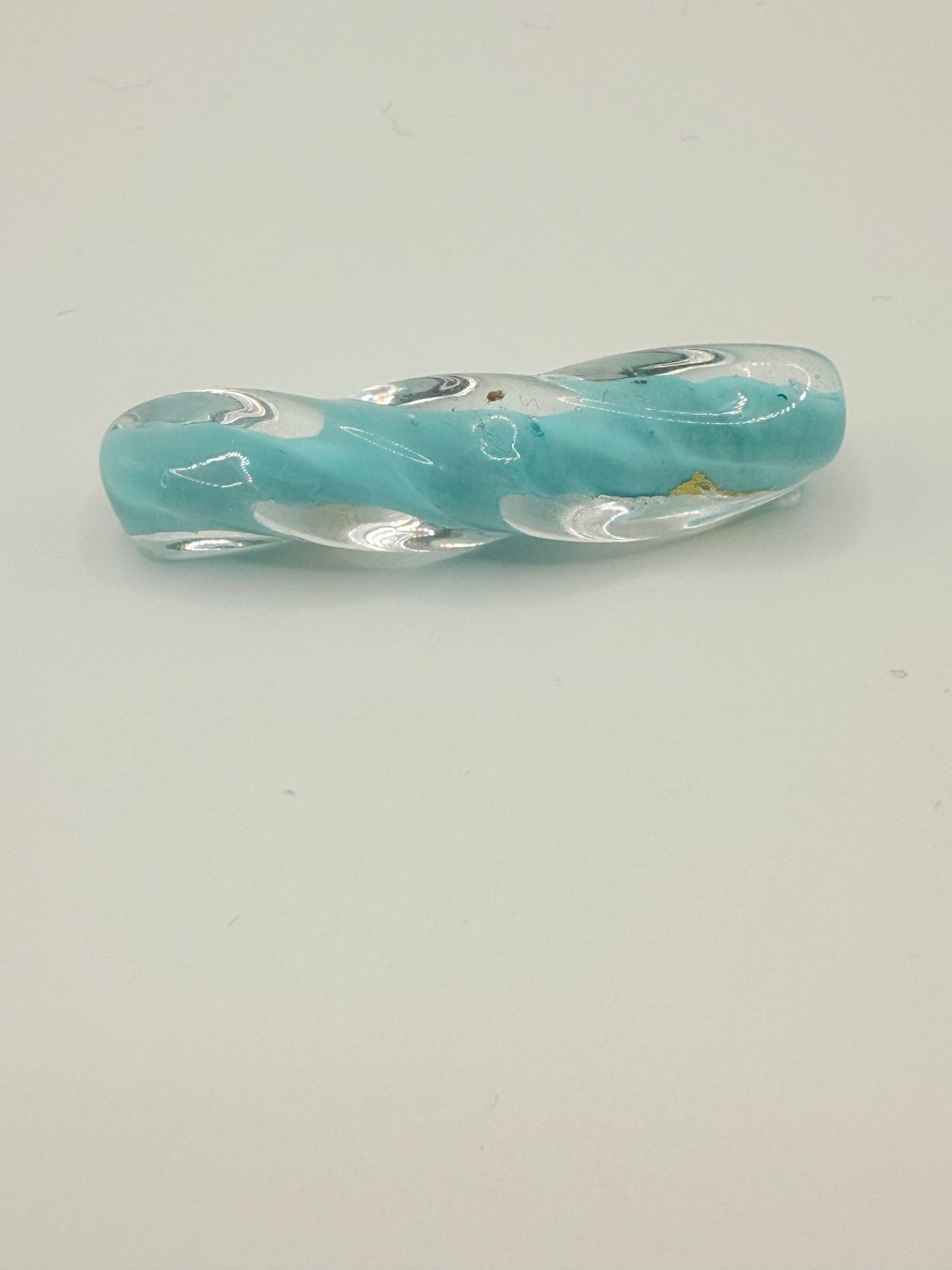 Teal encase crystal swirl bead 10mm x 40mm