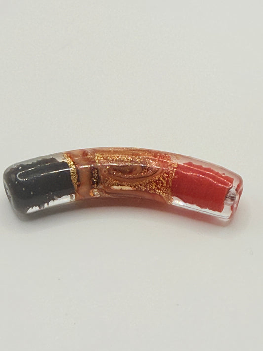Scarlet Noir Curved Tube Bead