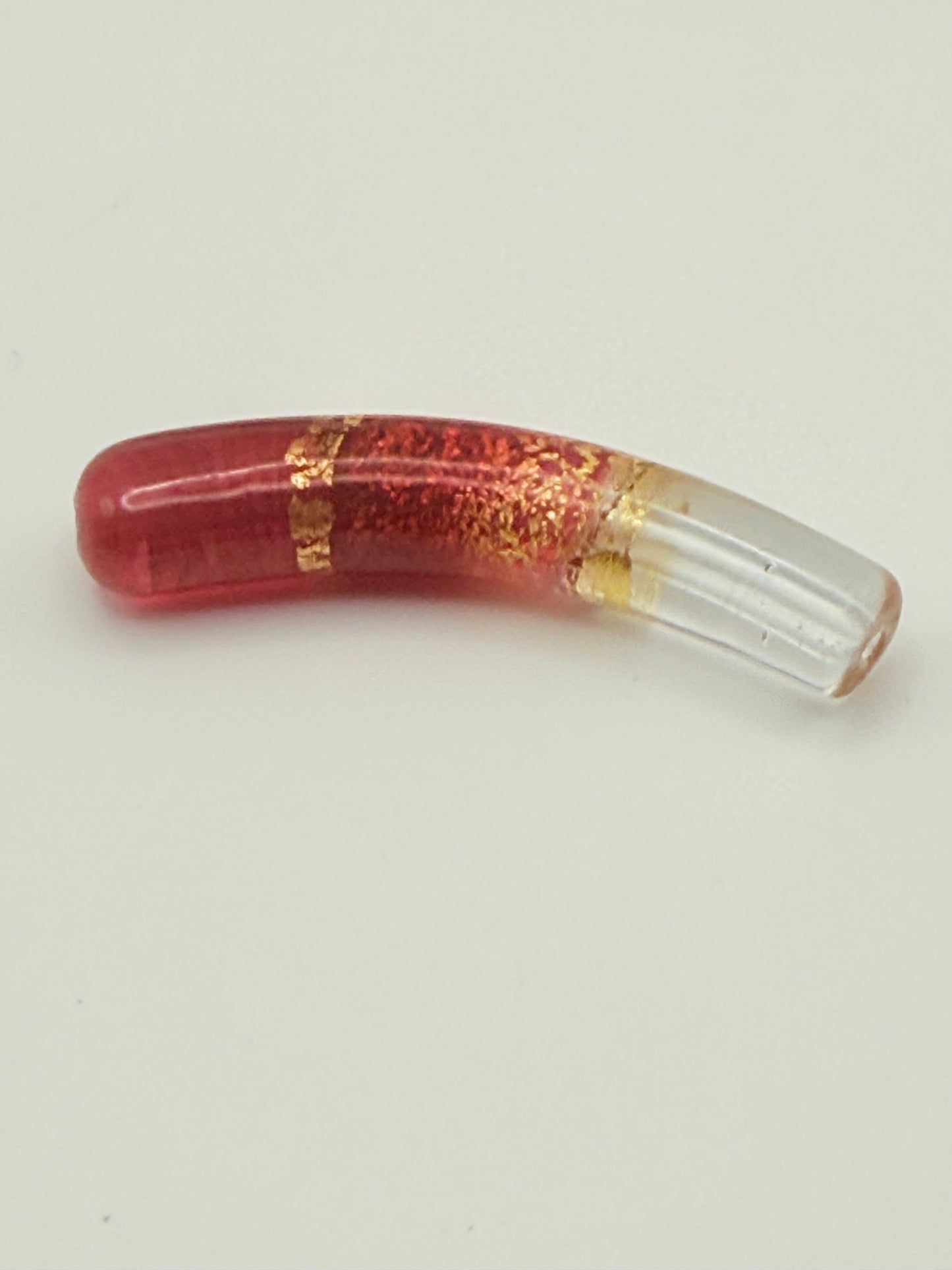 Siam Mist Curved Tube - Gold Foil Accent Bead