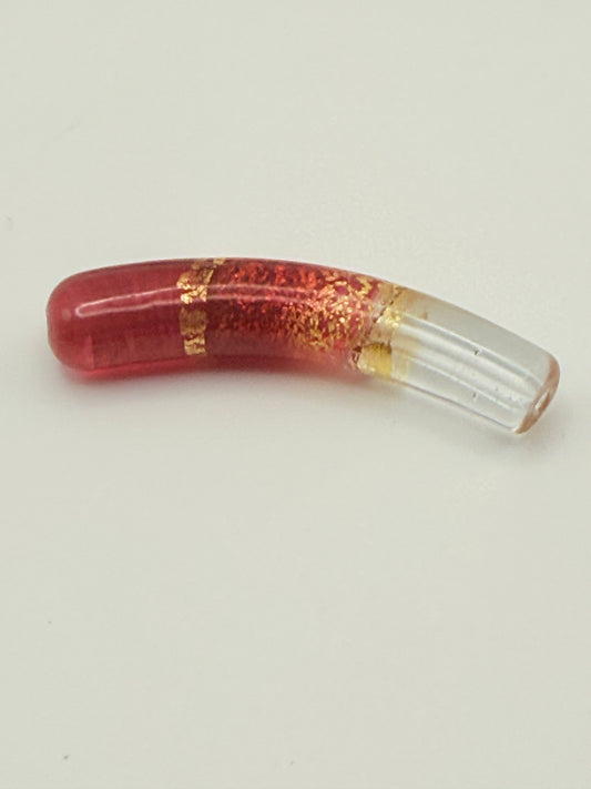 Siam Mist Curved Tube - Gold Foil Accent Bead