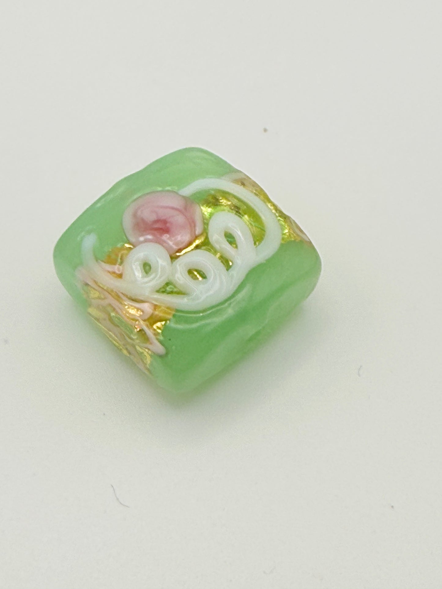 Sheet birthday cake bead 13mm x 13mm x 7mm bead