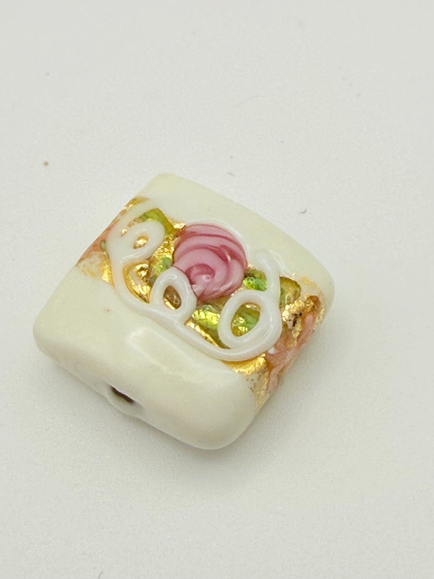 Sheet birthday cake bead 13mm x 13mm x 7mm bead