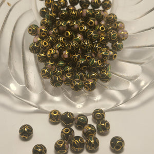 6mm Black Cloisonné 10 Pieces