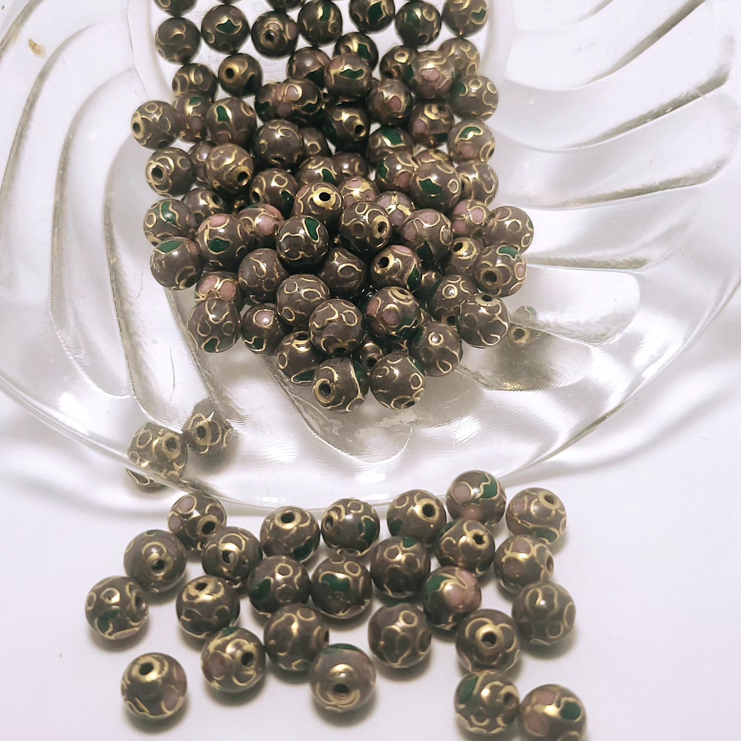 6mm Mauve Cloisonné 8 pieces