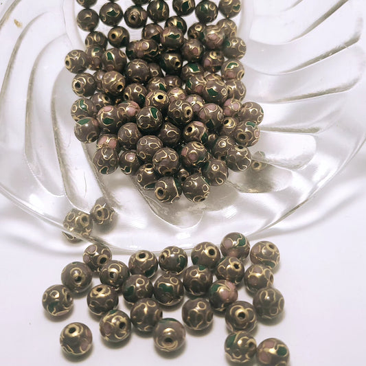 6mm Mauve Cloisonné 8 pieces