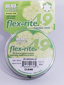 Flex Rite 49 strand 30' Clear .024 – Treasurehousebeads