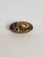 Load image into Gallery viewer, Topaz/Burgandy Floral Oval Glass 12x22mm 1piece
