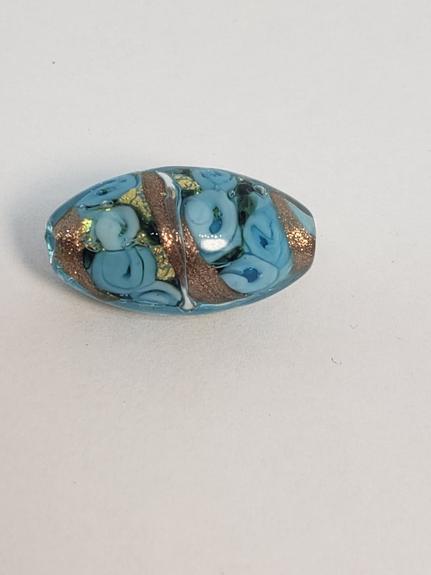 Baby Blue Floral Oval 12x22mm 1piece