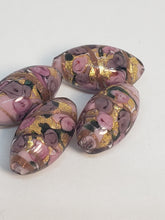 Load image into Gallery viewer, Pink Floral Oval Glass Bead 12x22mm 1piece
