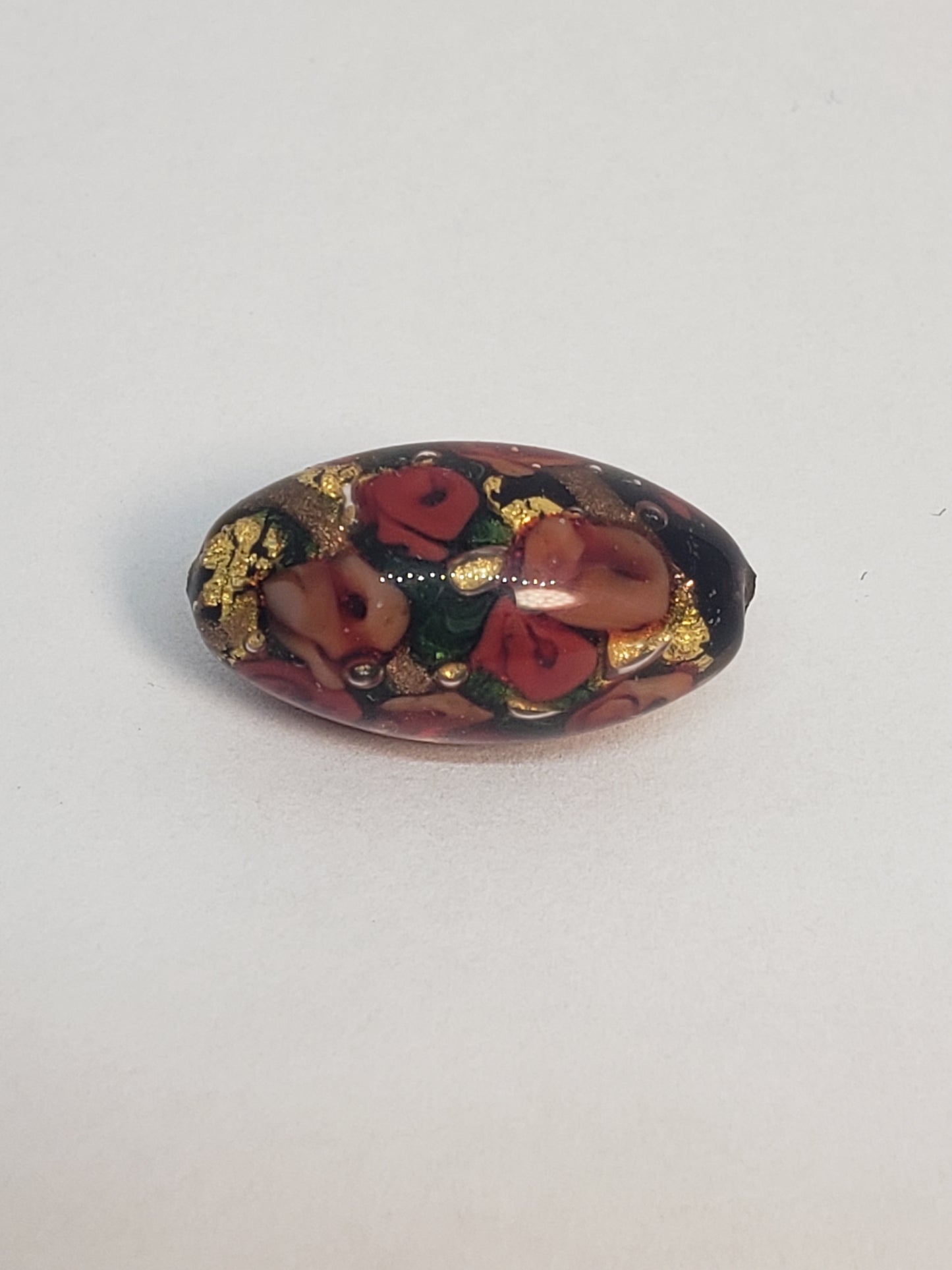 Red/Black Oval Glass Beads 12mx22mm 1piece