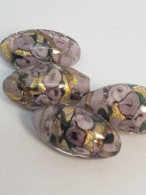 Load image into Gallery viewer, Soft Lavendar Floral Glass Oval 12x22mm 1piece
