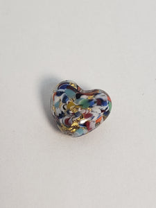 Piñata Heart Glass Bead Gold Foil 12x13x 9mm 1piece