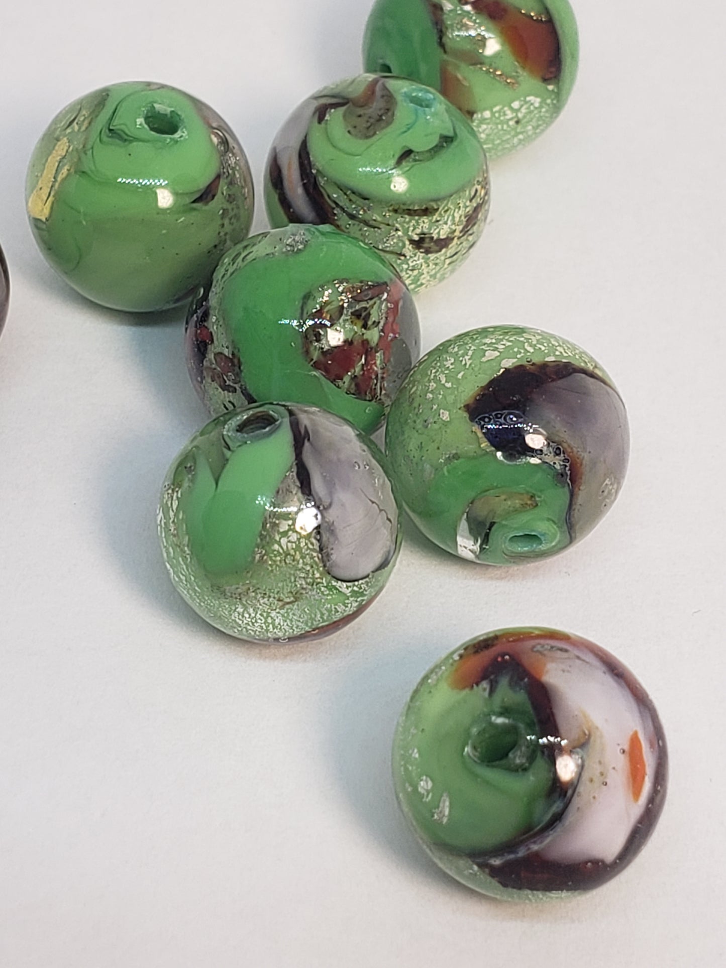 6 PIECES AVAILABLE- Green Marble Round Glass 12mm 1piece