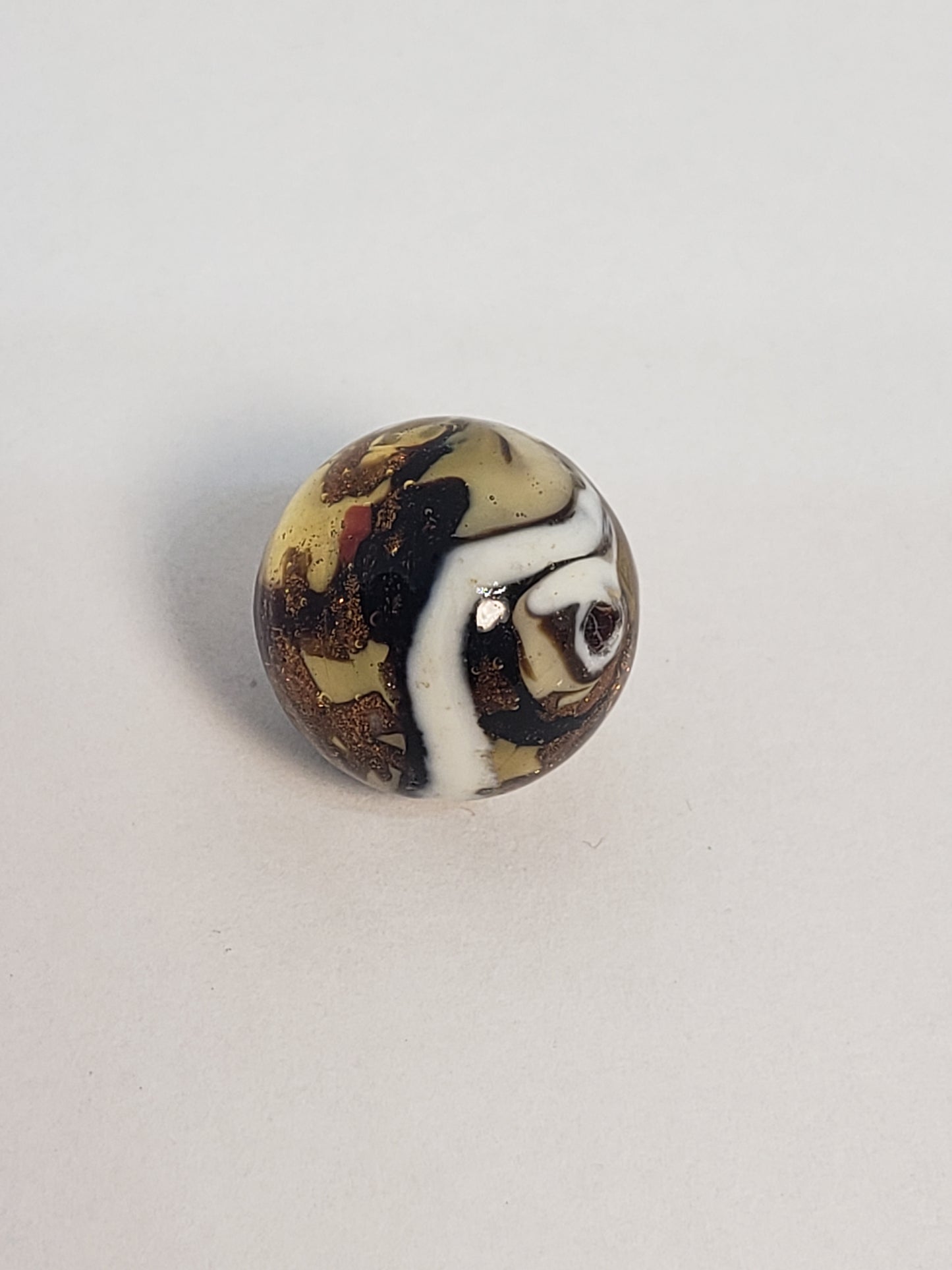 Mocha/Glitter Swirl Marble Round Glass 14mm 1piece