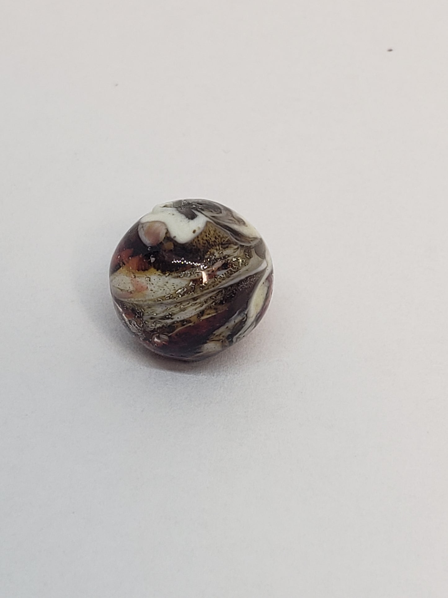 PIECES AVAILABLE-4Reddish/Glitter Swirl Marble Round Glass 14mm 1piece