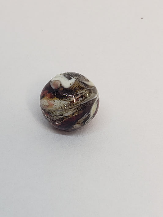 PIECES AVAILABLE-4Reddish/Glitter Swirl Marble Round Glass 14mm 1piece