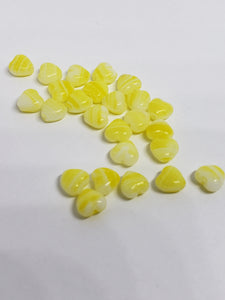 Hearts Glass Yellow Swirl glass 6mm 24pieces