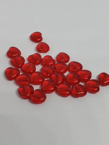 Hearts-Glass 8mm Red glass 24pcs (Light Siam)