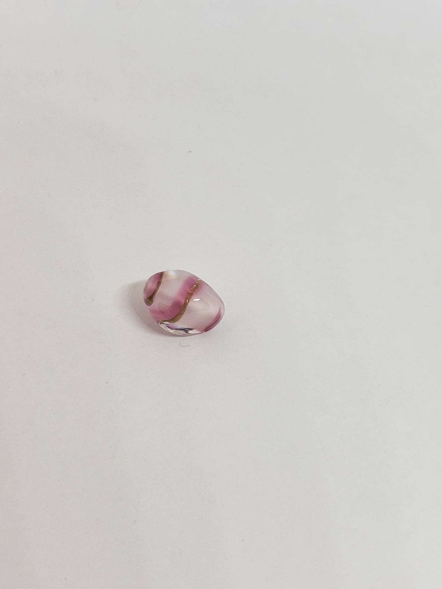 Glass Oval White/Rose 9x12mm 1pc