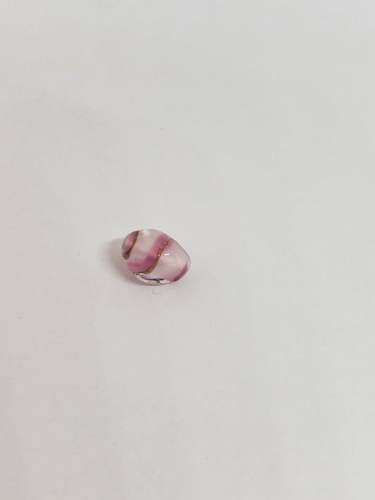 Glass Oval White/Rose 9x12mm 1pc