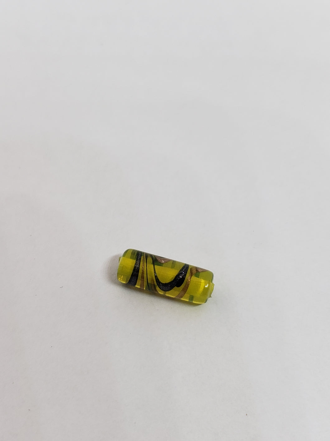 Glass Yellow with gold/gray swirl 1pc 6x16mm