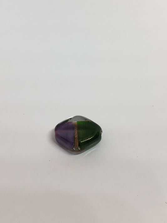 Glass Diamond-Shape Purple/Green 12x14mm 1pc
