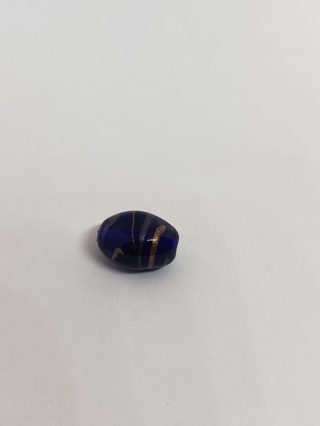 Glass Oval Dk Sapphire w/ Gold Swirl 10x14mm 1pc