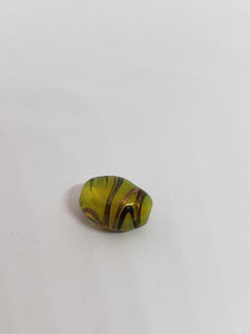 Glass Oval Yellow w/ Gray/Gold Swirl 10x14mm 1pc