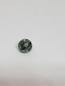 Glass Round Green w/ Floral Center 8mm 1pc