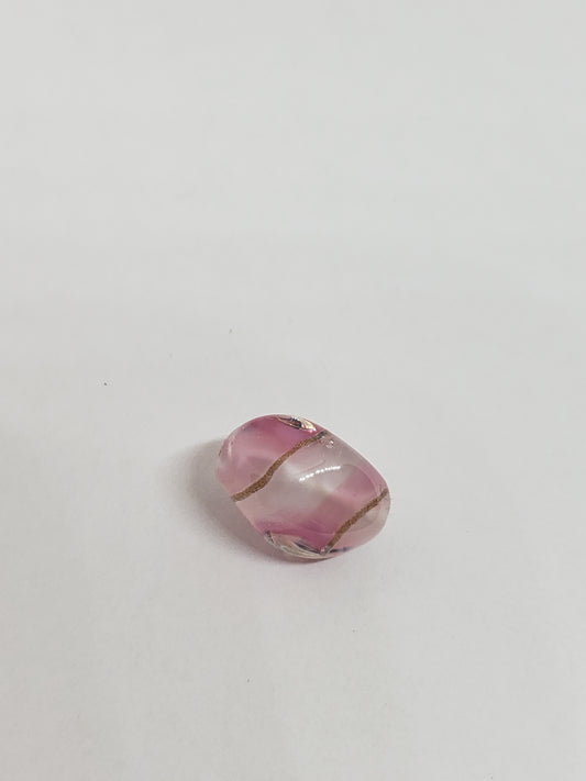 Glass Oval White/Rose 12x16mm 1pc
