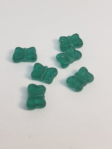 Butterfly Emerald 6pk Glass Bead 8x11mm