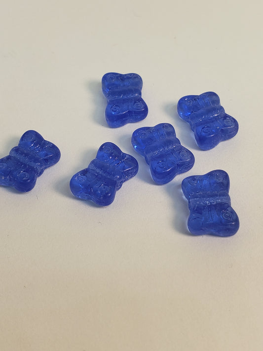 Butterfly Sapphire 6pk Glass Bead 8x11mm