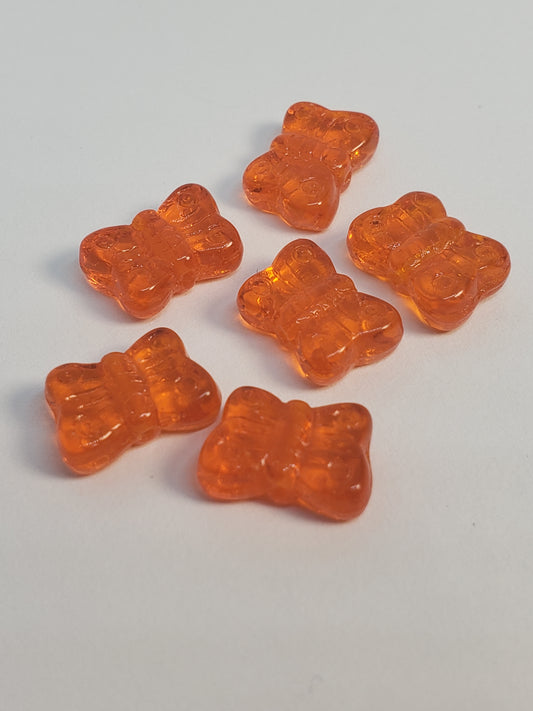 Butterfly Orange 6k Glass Bead 8x11mm
