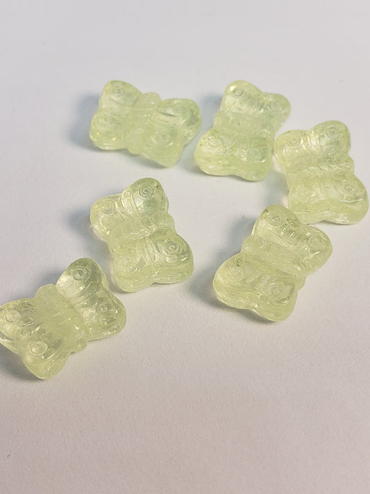 Butterfly Jonquil 6pk Glass Bead 8x11mm