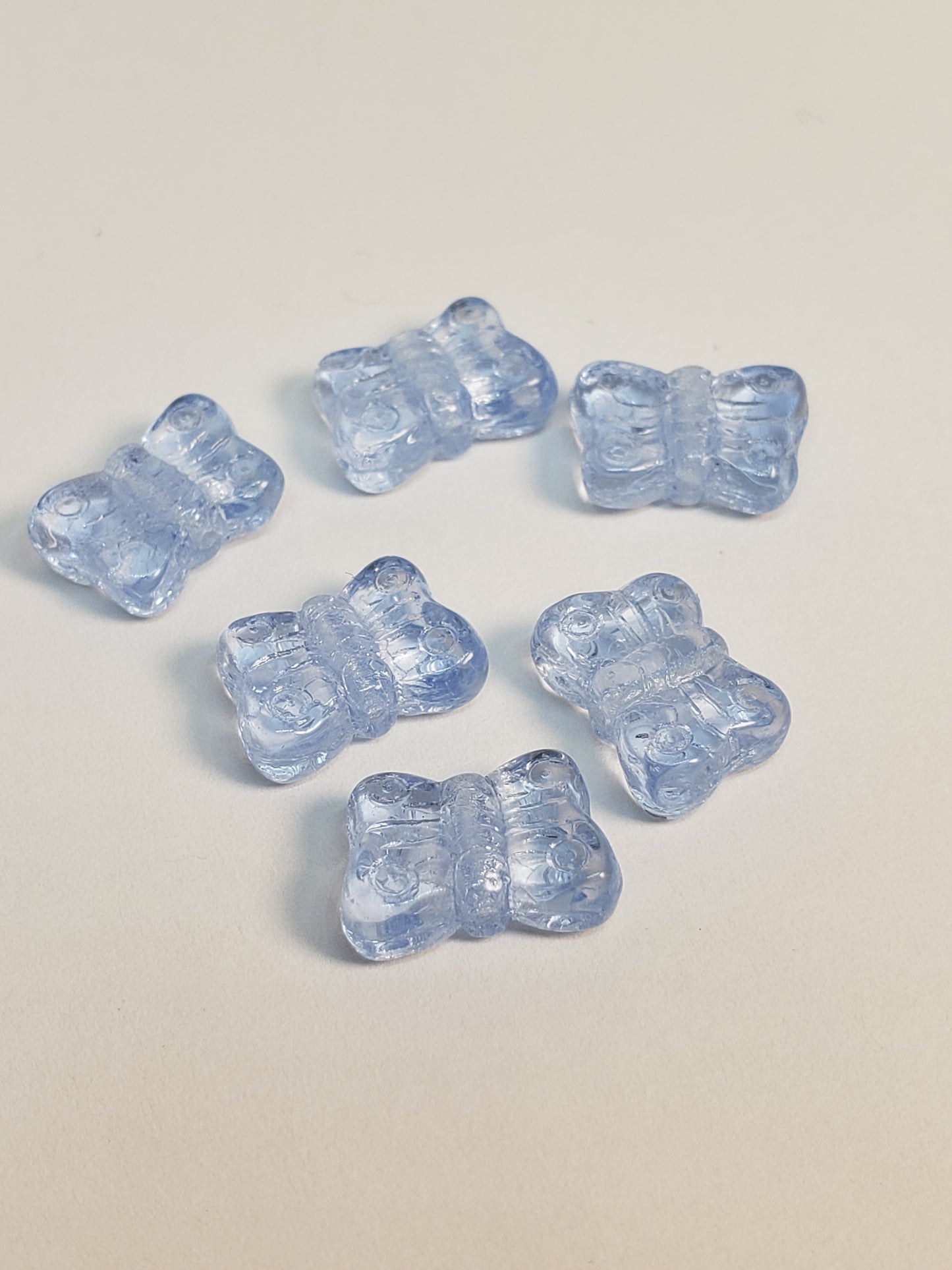 Butterfly Lt. Sapphire 6pk Glass Bead 8x11mm