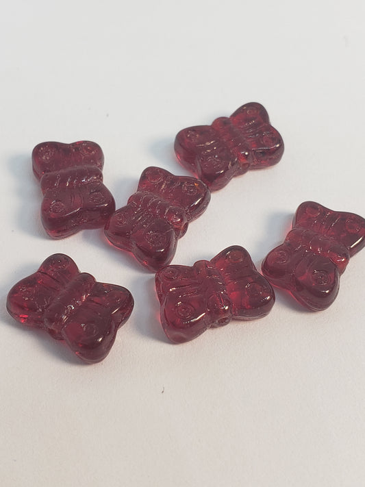 Butterfly Siam 6pk Glass Bead 8x11mm
